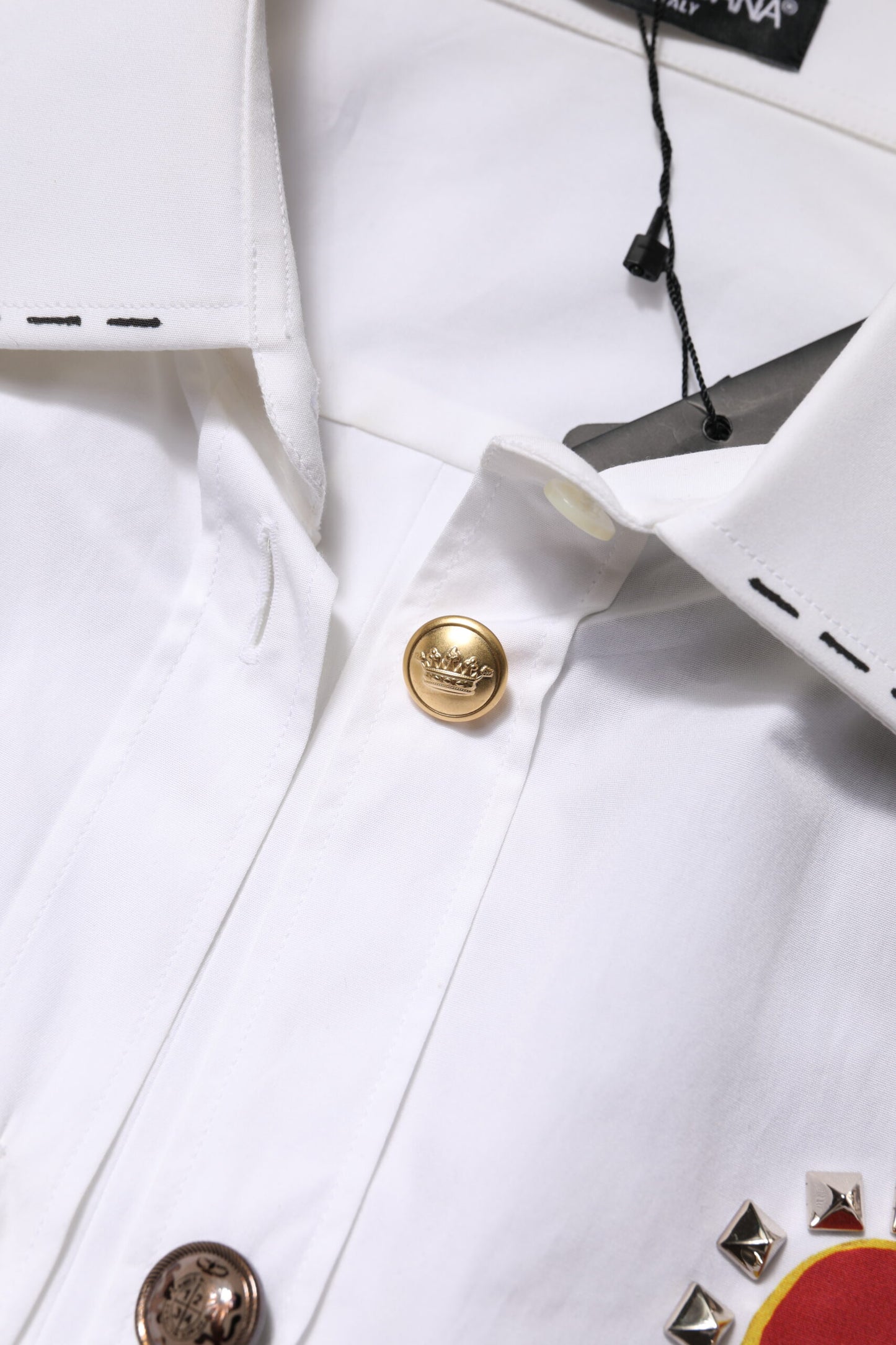 White Cotton Floral Embellished Shirt Top-Dolce & Gabbana-LabelTerrace.com