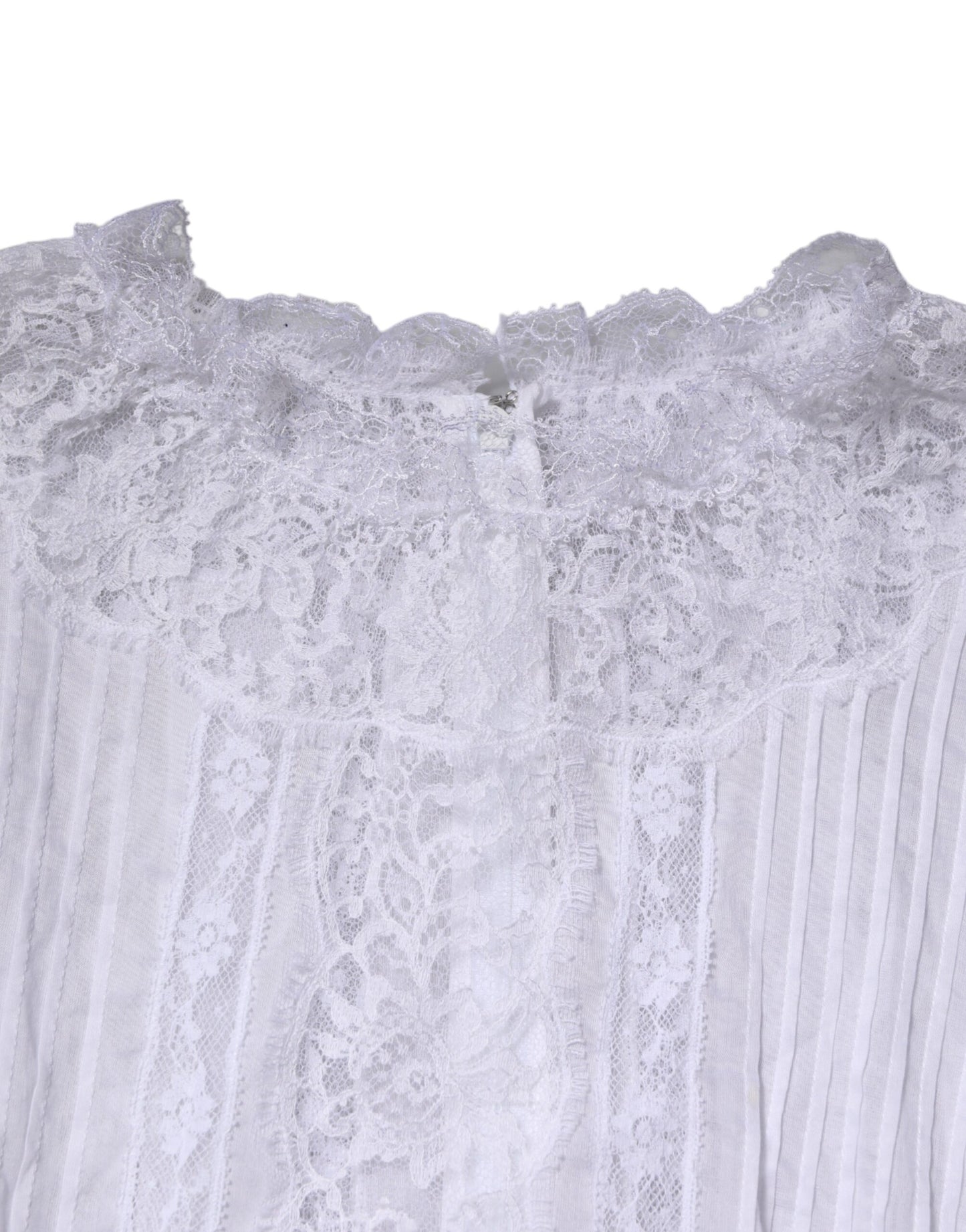 White Cotton Floral Lace Long Sleeves Top-Dolce & Gabbana-LabelTerrace.com