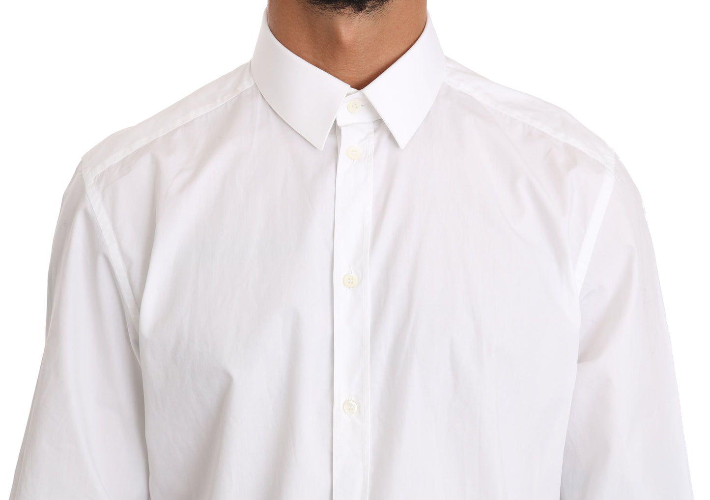 White Cotton GOLD Dress Shirt-Dolce & Gabbana-LabelTerrace.com