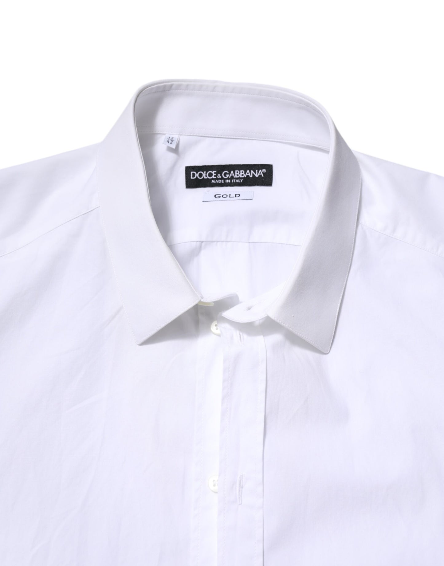 White Cotton GOLD Long Sleeves Dress Shirt-Dolce & Gabbana-LabelTerrace.com