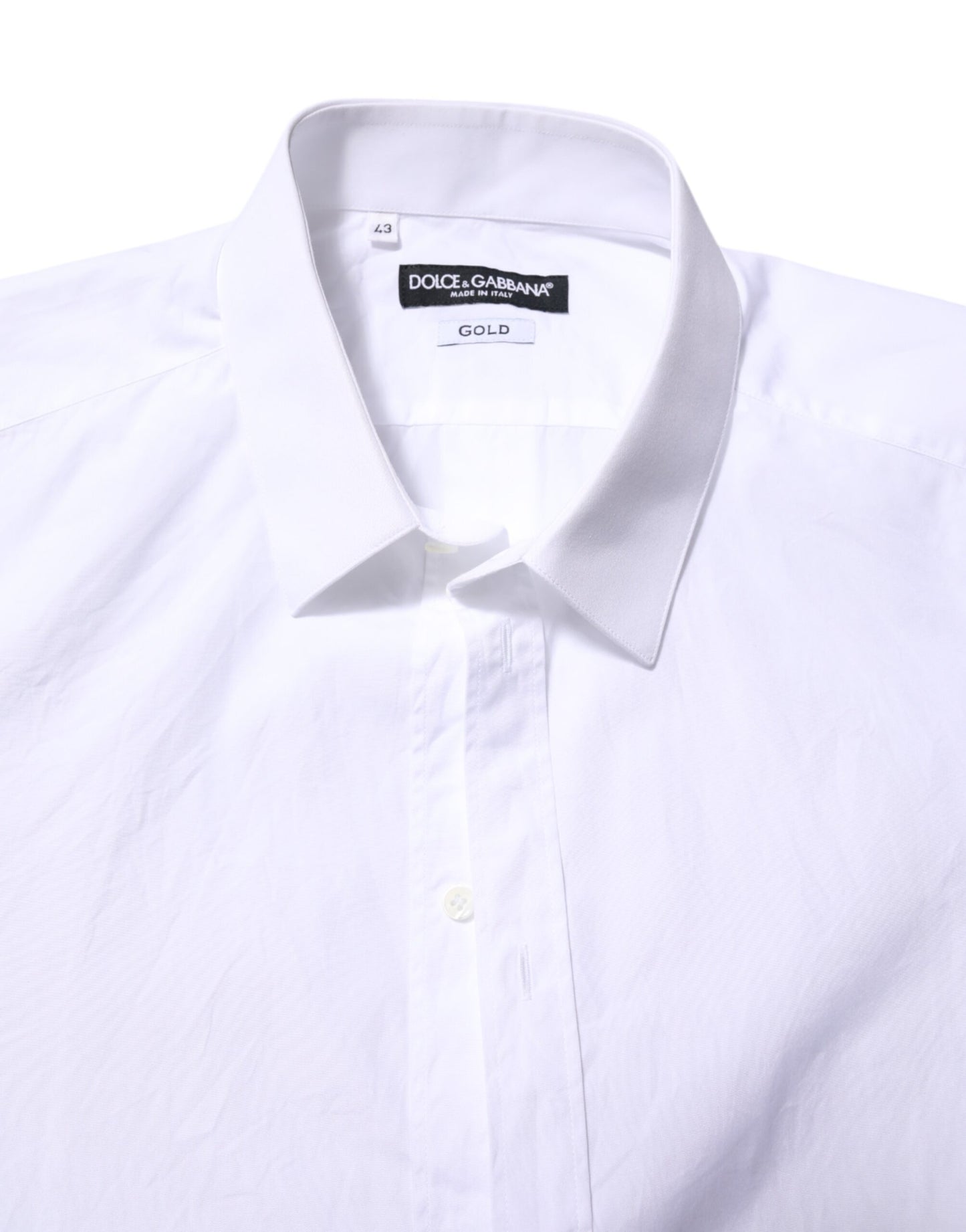 White Cotton GOLD Long Sleeves Formal Shirt-Dolce & Gabbana-LabelTerrace.com