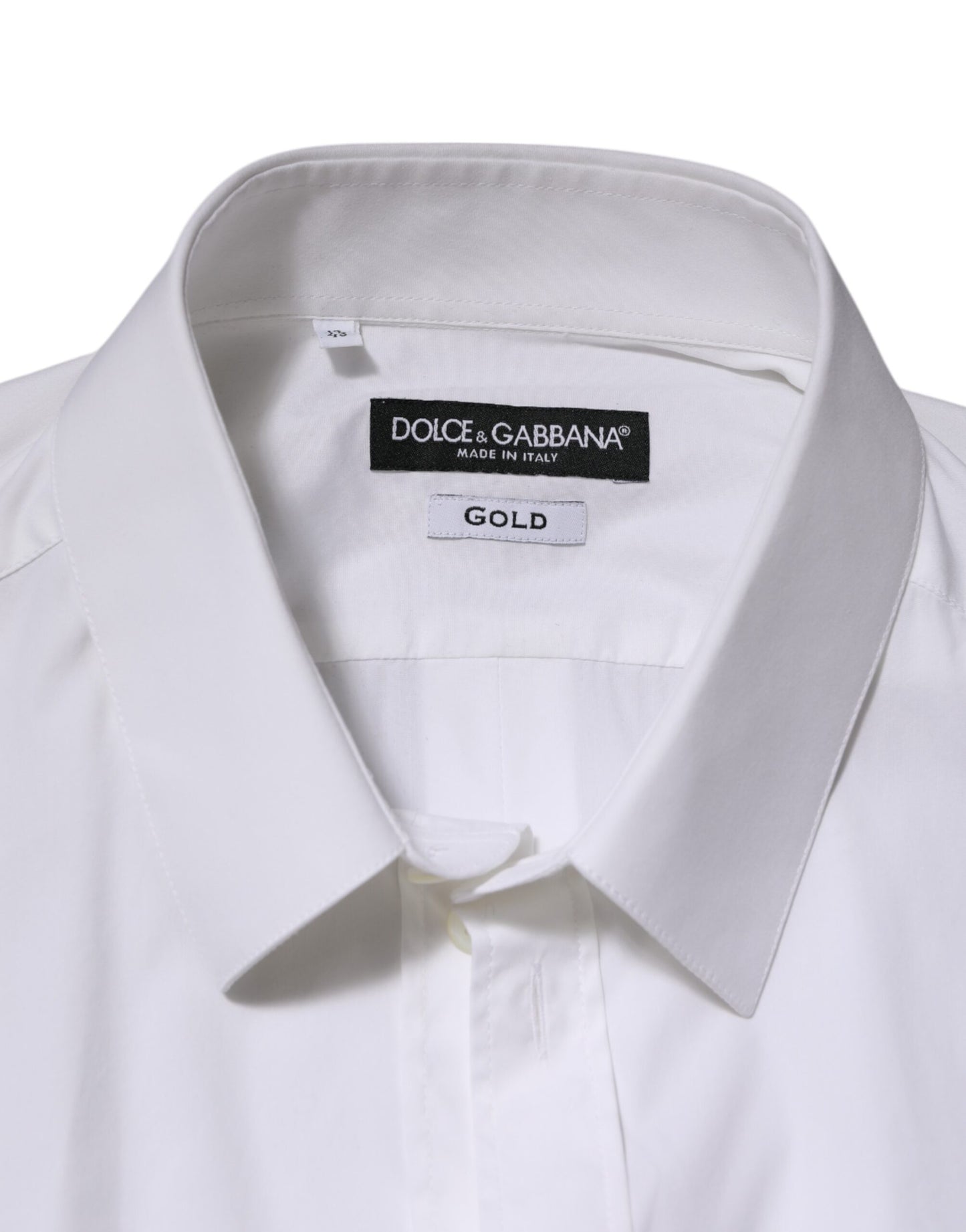 White Cotton GOLD Long Sleeves Formal Shirt-Dolce & Gabbana-LabelTerrace.com