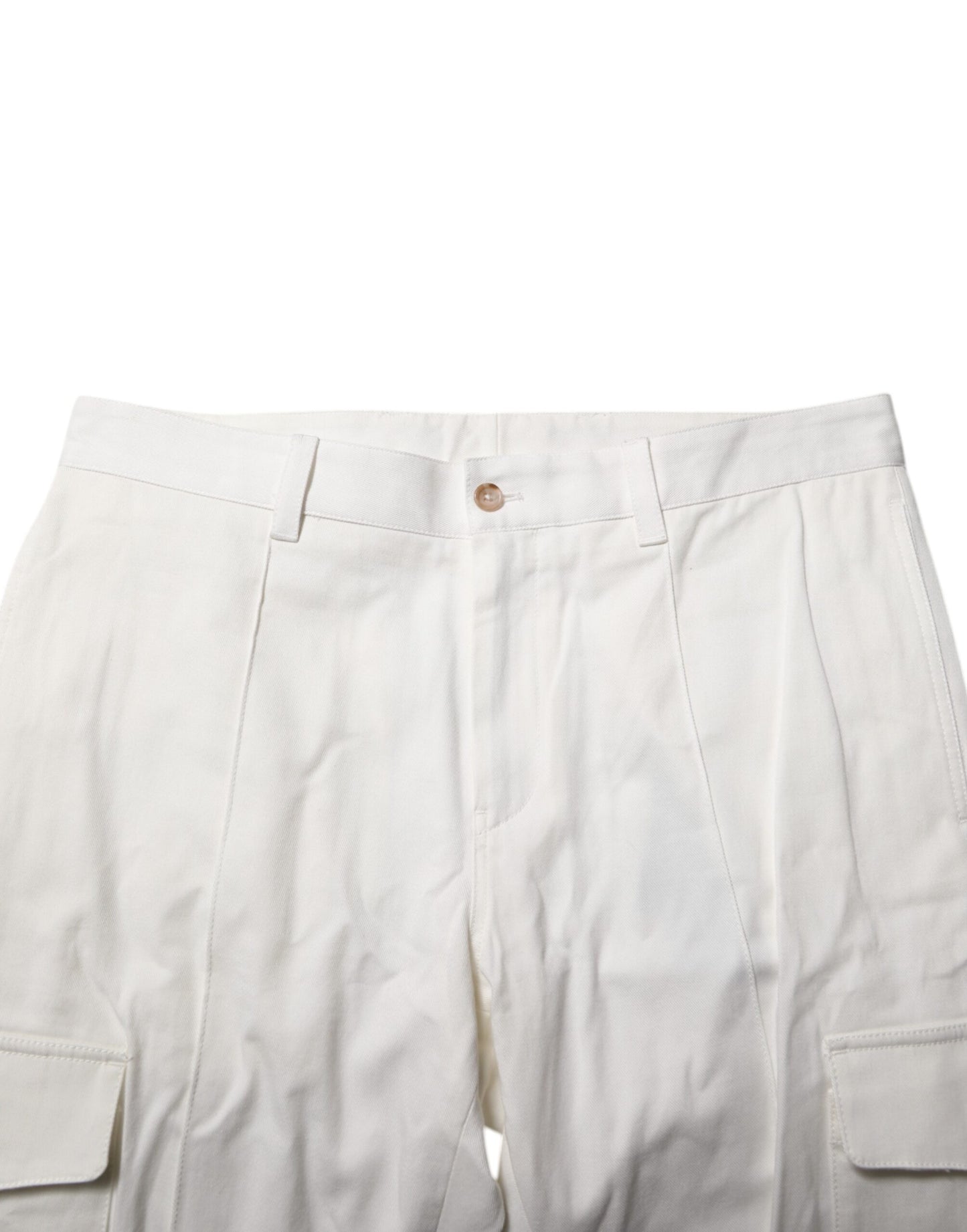 White Cotton Jogger Cargo Skinny Men Pants-Dolce & Gabbana-LabelTerrace.com