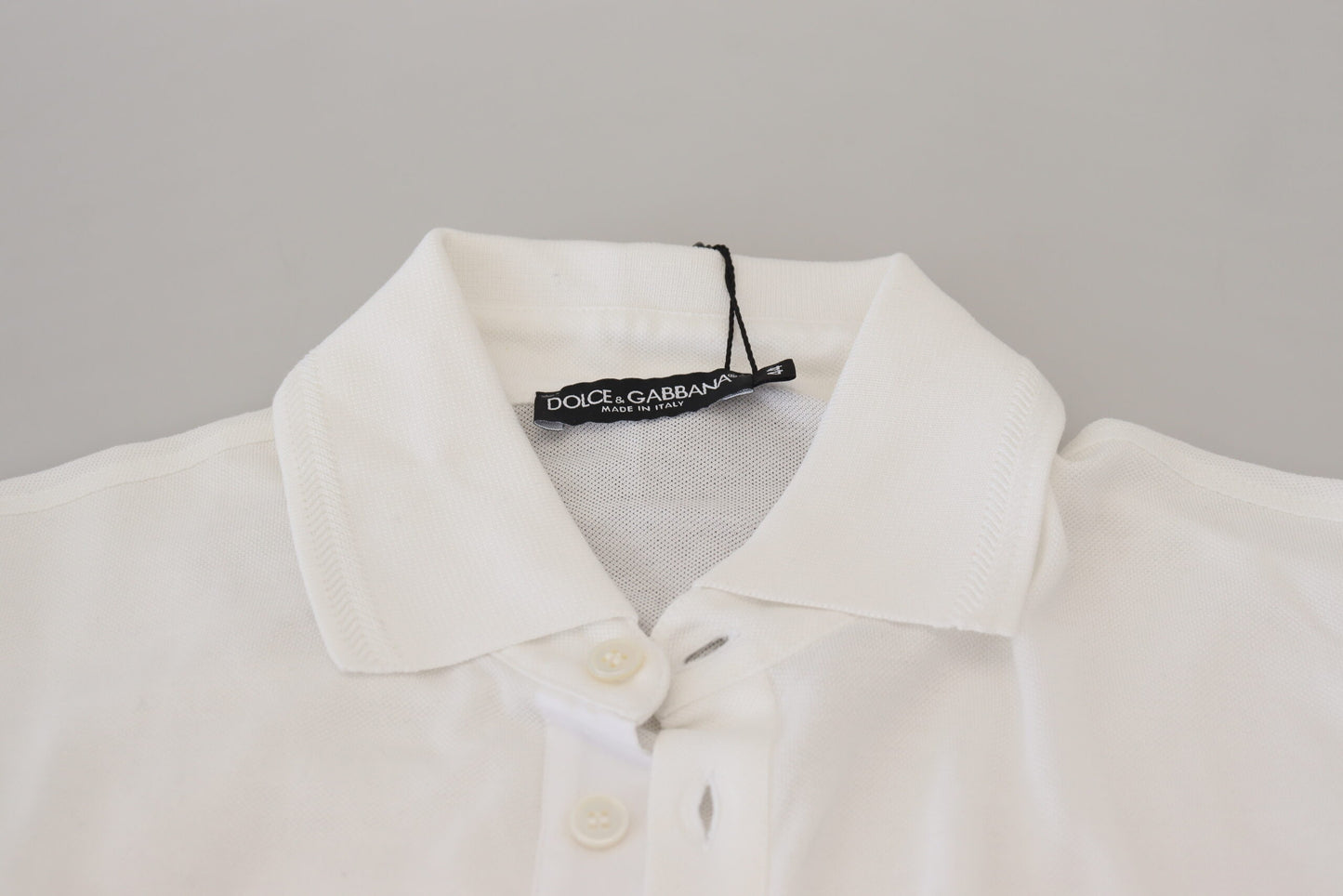 White Cotton Logo Short Sleeve Polo T-shirt-Dolce & Gabbana-LabelTerrace.com