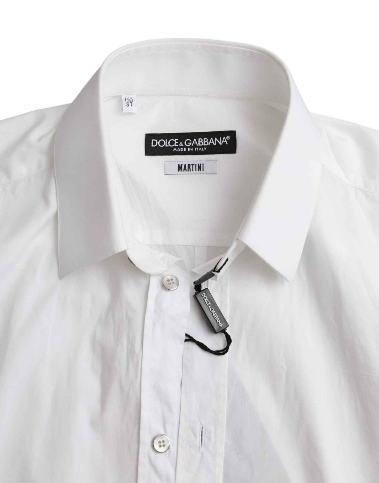 White Cotton Long Sleeve Dress MARTINI Shirt-Dolce & Gabbana-LabelTerrace.com
