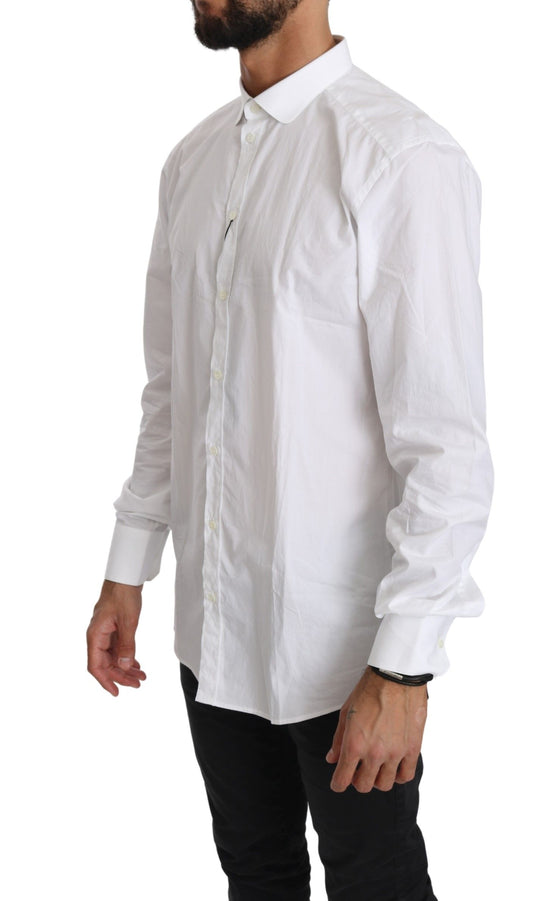 White Cotton Long Sleeve Top Shirt-Dolce & Gabbana-LabelTerrace.com