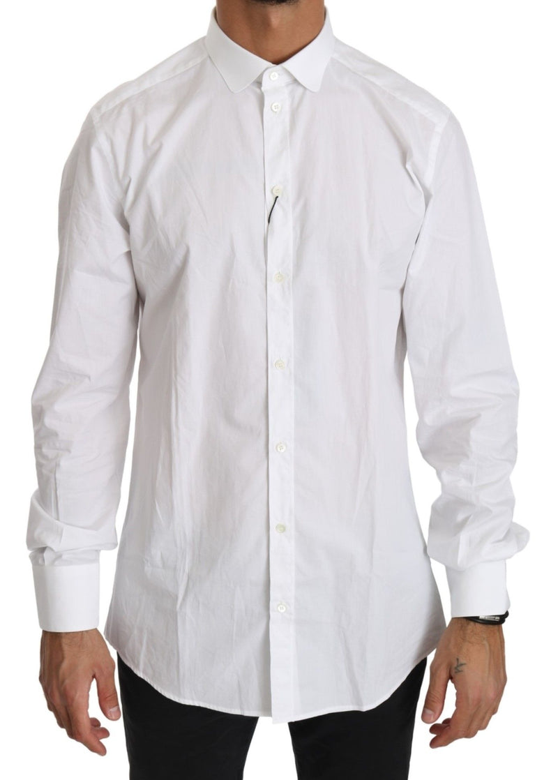 White Cotton Long Sleeve Top Shirt-Dolce & Gabbana-LabelTerrace.com