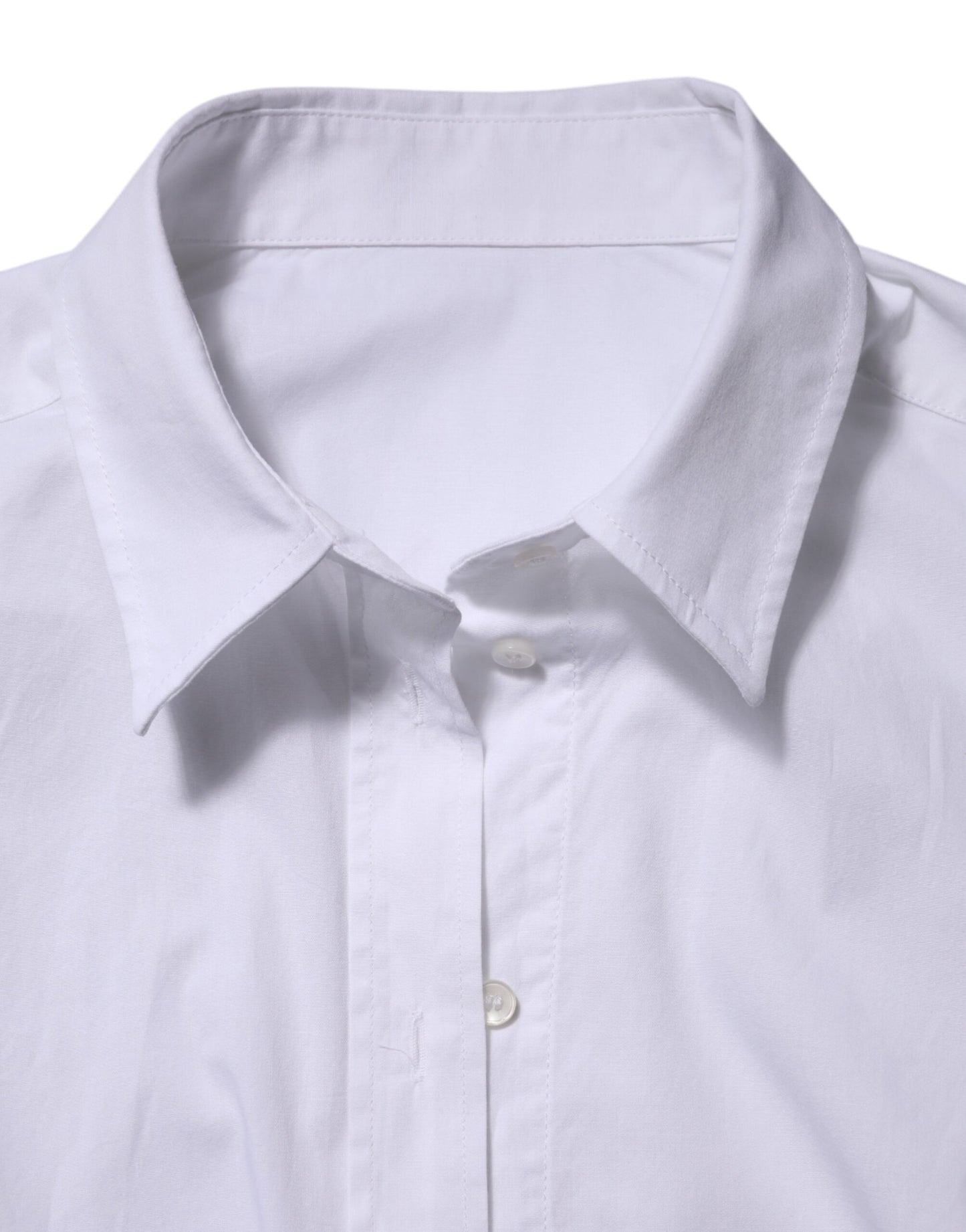 White Cotton Long Sleeves Collared Top Shirt-Dolce & Gabbana-LabelTerrace.com