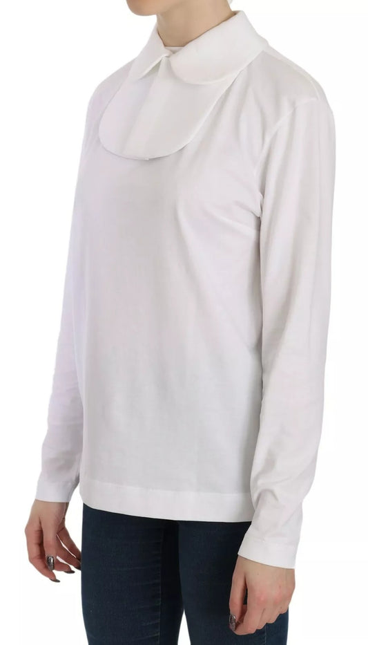 White Cotton Longsleeve Collared Blouse-Dolce & Gabbana-LabelTerrace.com