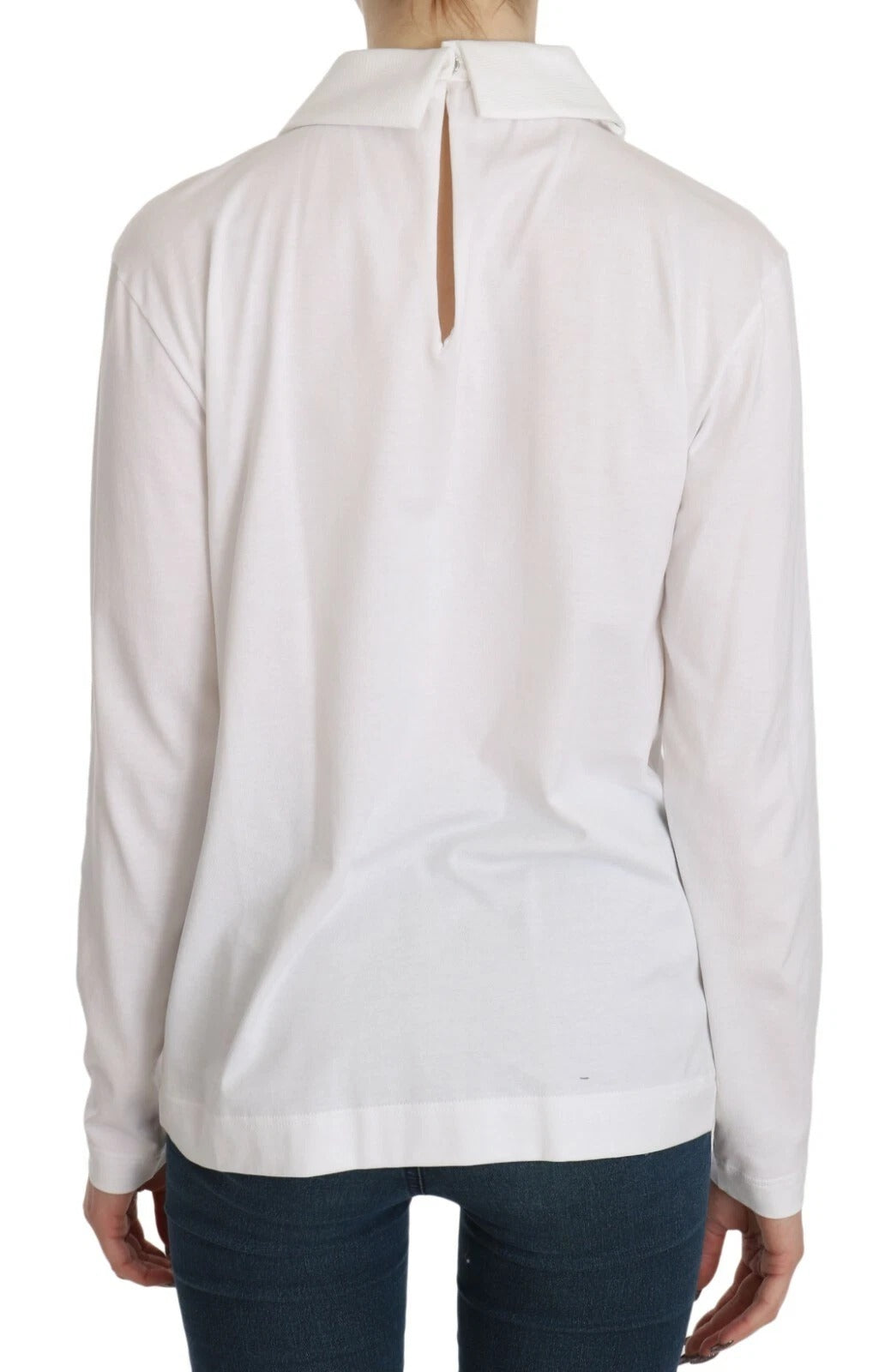 White Cotton Longsleeve Collared Blouse-Dolce & Gabbana-LabelTerrace.com