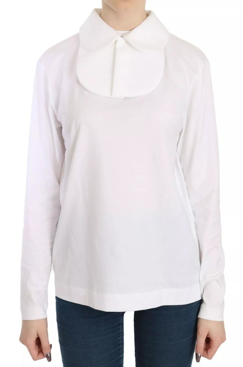 White Cotton Longsleeve Collared Blouse-Dolce & Gabbana-LabelTerrace.com