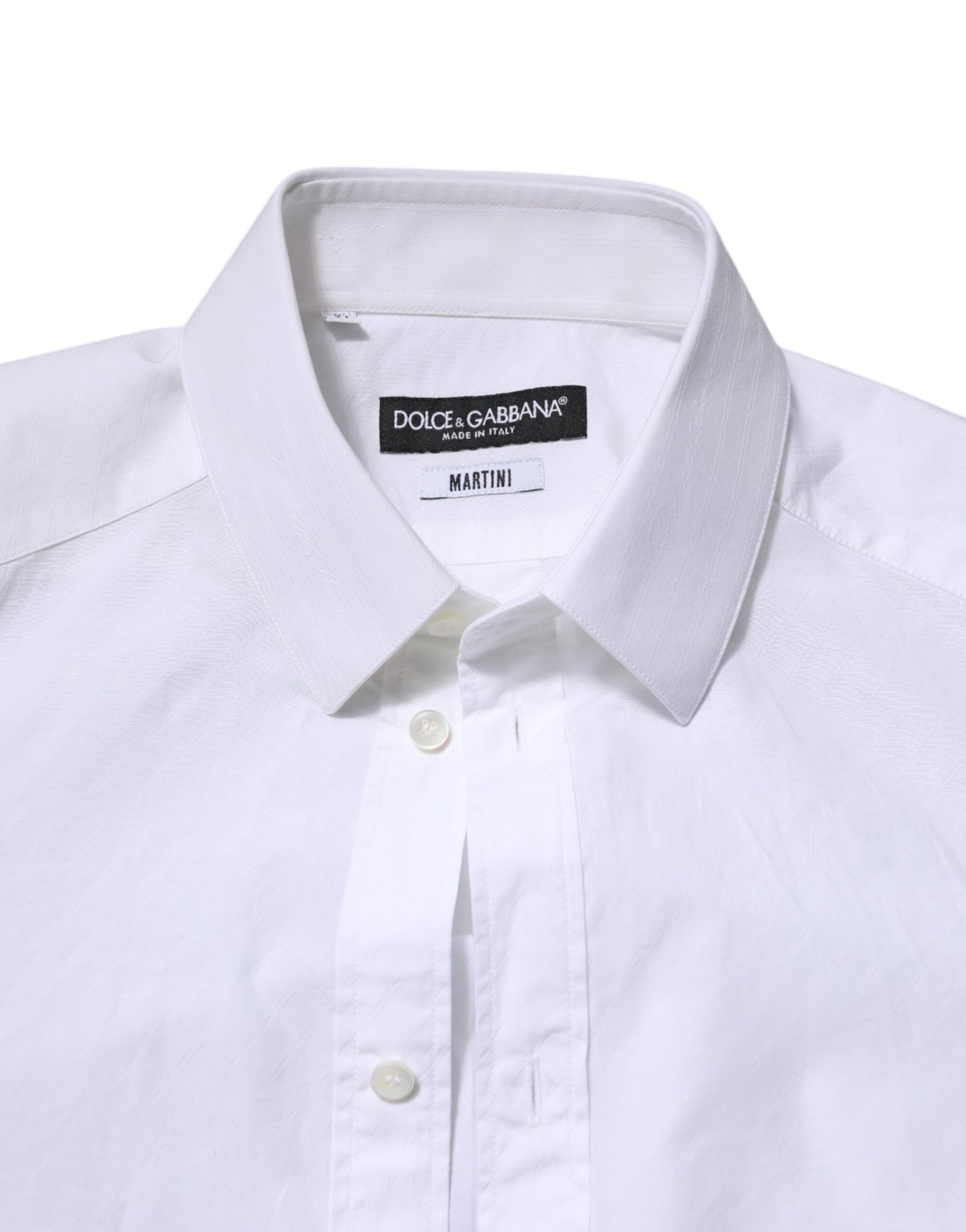 White Cotton MARTINI Long Sleeve Dress Shirt-Dolce & Gabbana-LabelTerrace.com