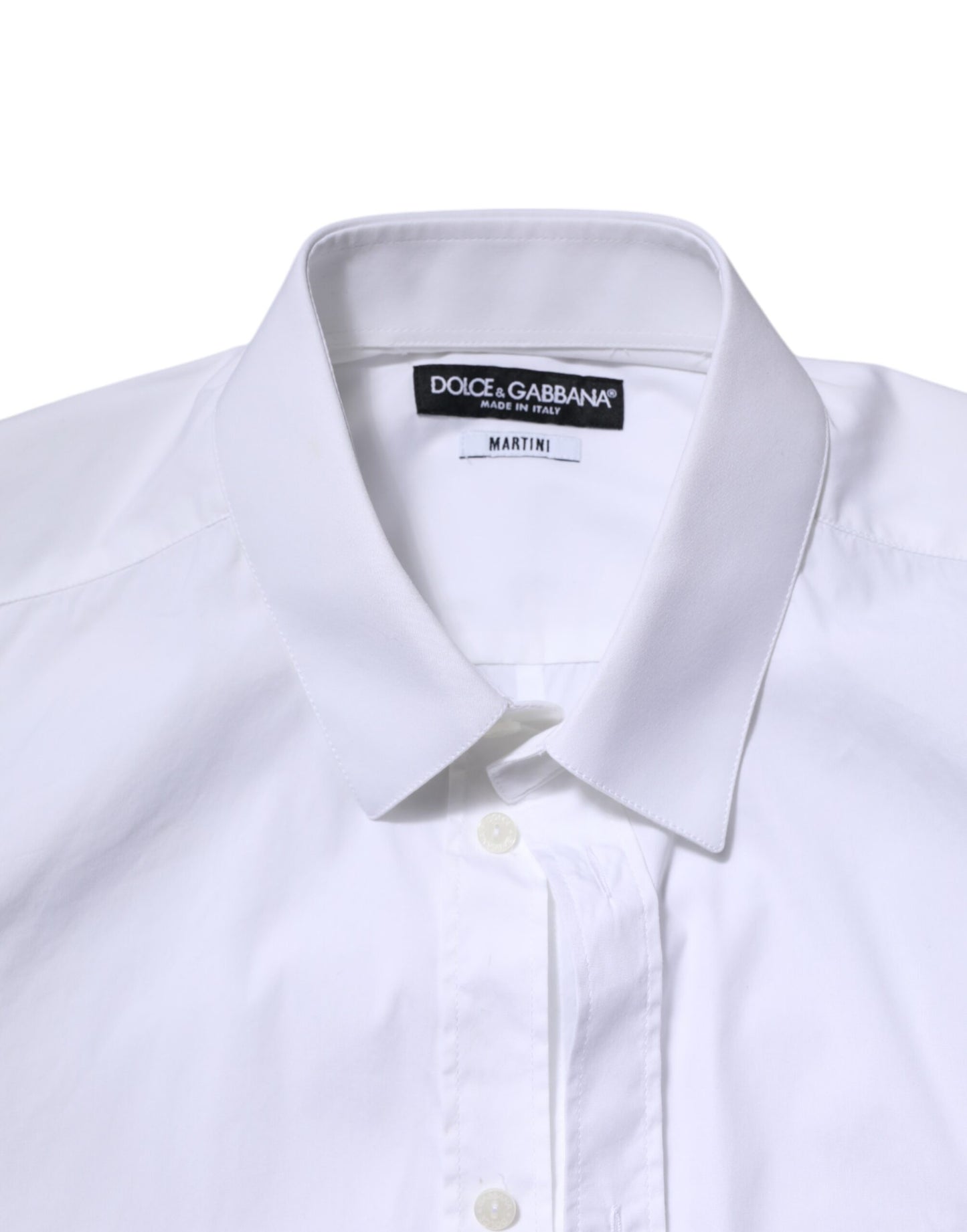 White Cotton MARTINI Long Sleeve Dress Shirt-Dolce & Gabbana-LabelTerrace.com