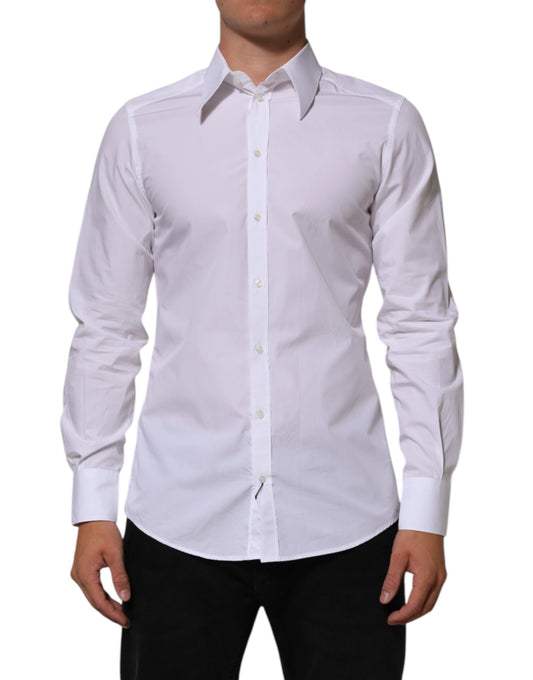 White Cotton MARTINI Men Formal Dress Shirt-Dolce & Gabbana-LabelTerrace.com