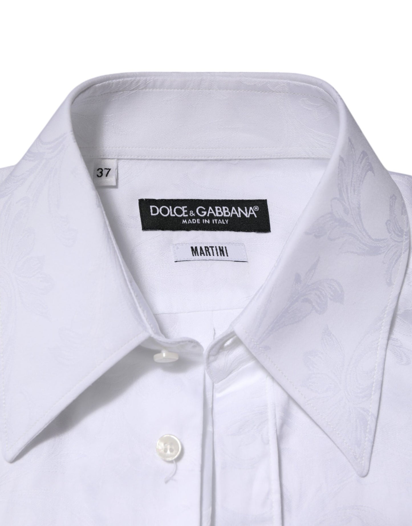 White Cotton MARTINI Paisley Jacquard Shirt-Dolce & Gabbana-LabelTerrace.com