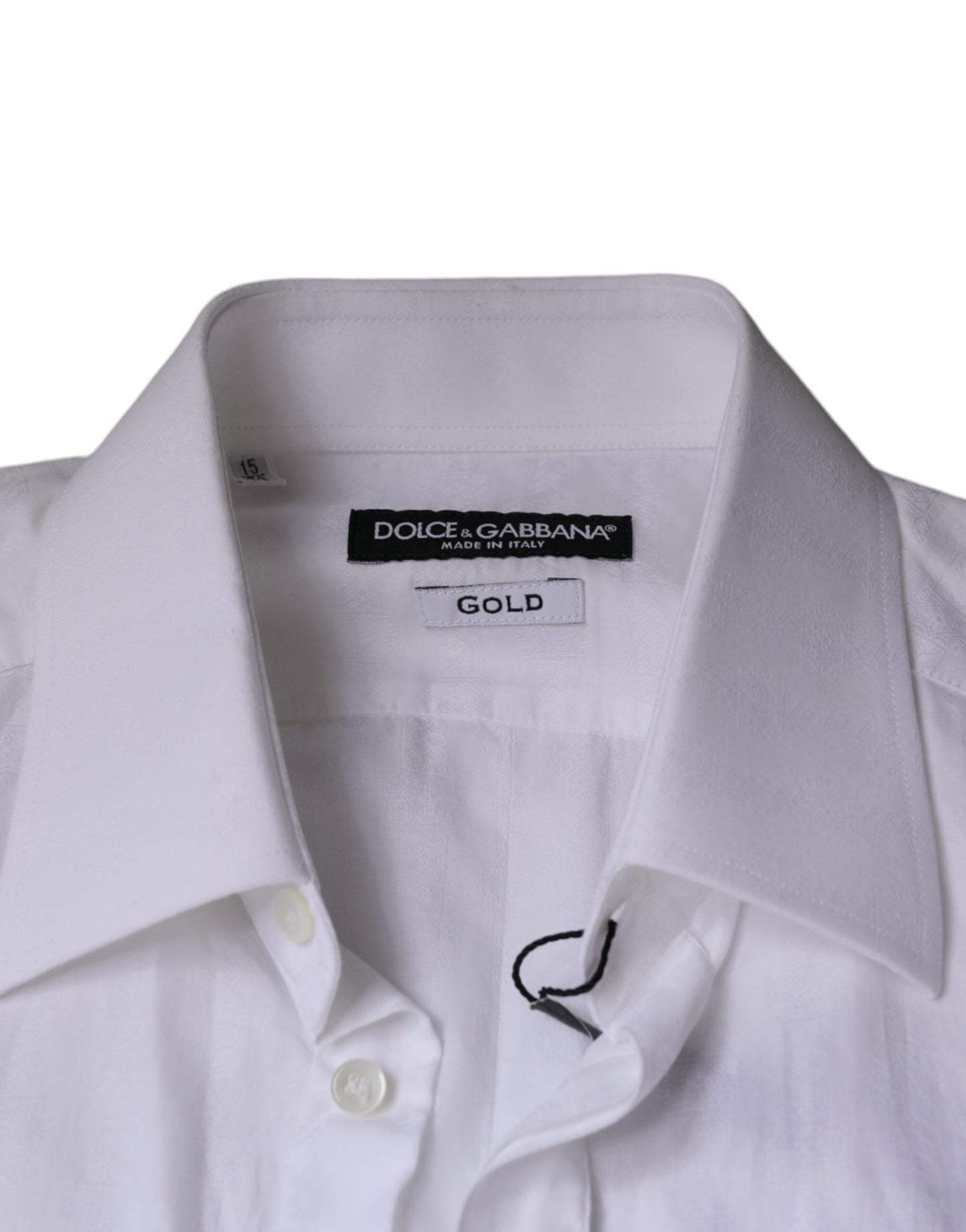 White Cotton Men Dress GOLD Formal Shirt-Dolce & Gabbana-LabelTerrace.com