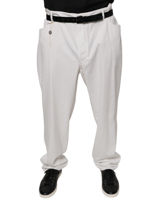 White Cotton Men Dress Tapered Pants-Brunello Cucinelli-LabelTerrace.com