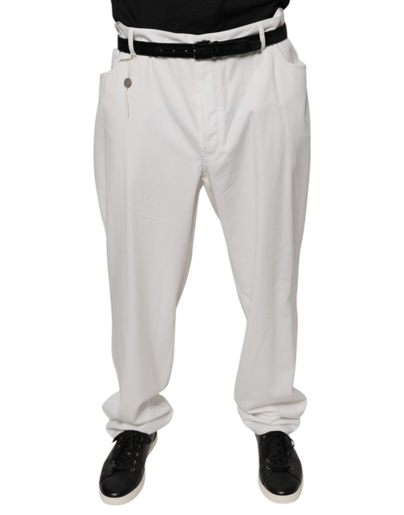 White Cotton Men Dress Tapered Pants-Brunello Cucinelli-LabelTerrace.com