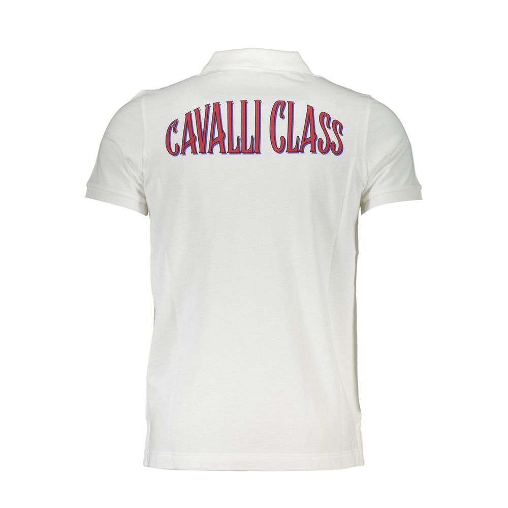 White Cotton Men Polo Shirt-Cavalli Class-LabelTerrace.com