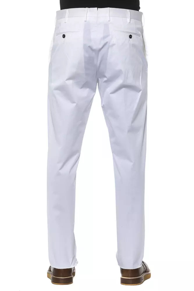 White Cotton Men Trouser-PT Torino-LabelTerrace.com