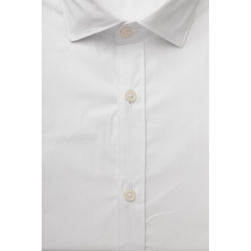 White Cotton Men's Shirt Slim Fit With French Collar