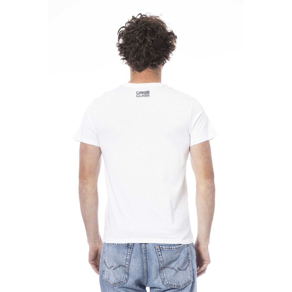 White Cotton Men's T-Shirt-Cavalli Class-LabelTerrace.com