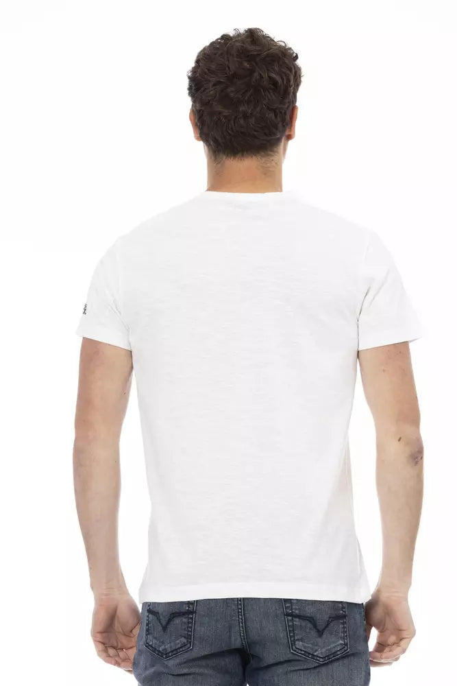 White Cotton Men's T-Shirt-Trussardi Action-LabelTerrace.com