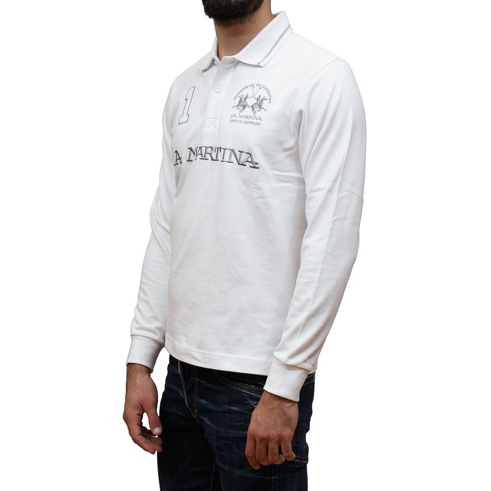 White Cotton Polo Shirt-La Martina-LabelTerrace.com