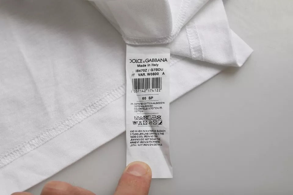 White Cotton Round Neck Short Sleeve T-shirt-Dolce & Gabbana-LabelTerrace.com