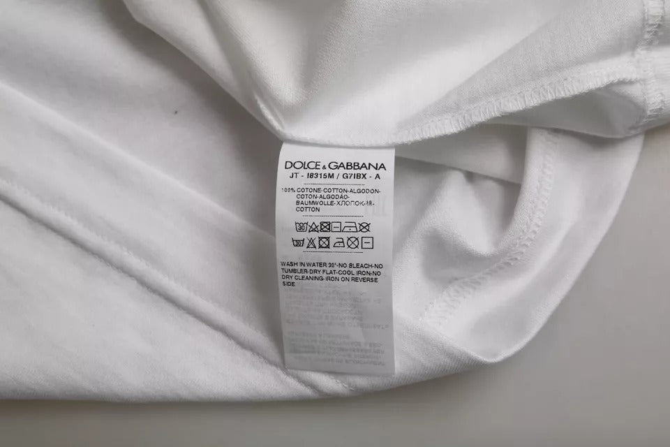 White Cotton Round Neck Short Sleeves T-shirt-Dolce & Gabbana-LabelTerrace.com