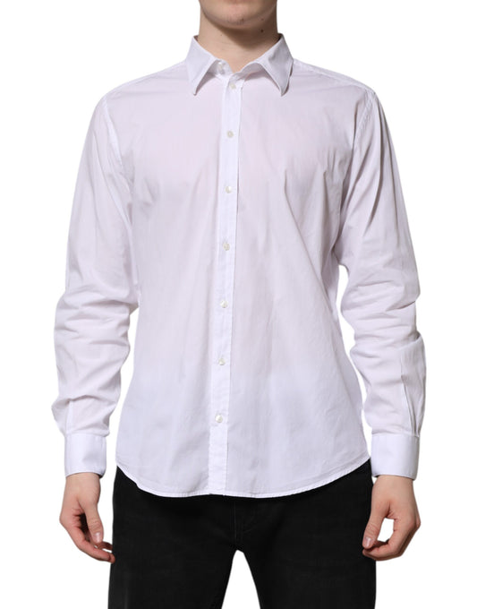 White Cotton STAFF Long Sleeves Forma Shirt-Dolce & Gabbana-LabelTerrace.com