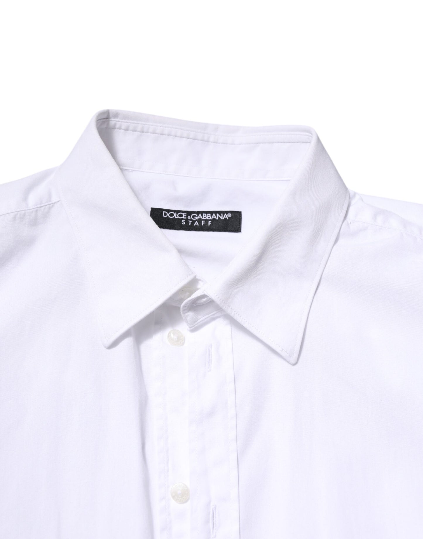 White Cotton STAFF Long Sleeves Forma Shirt-Dolce & Gabbana-LabelTerrace.com