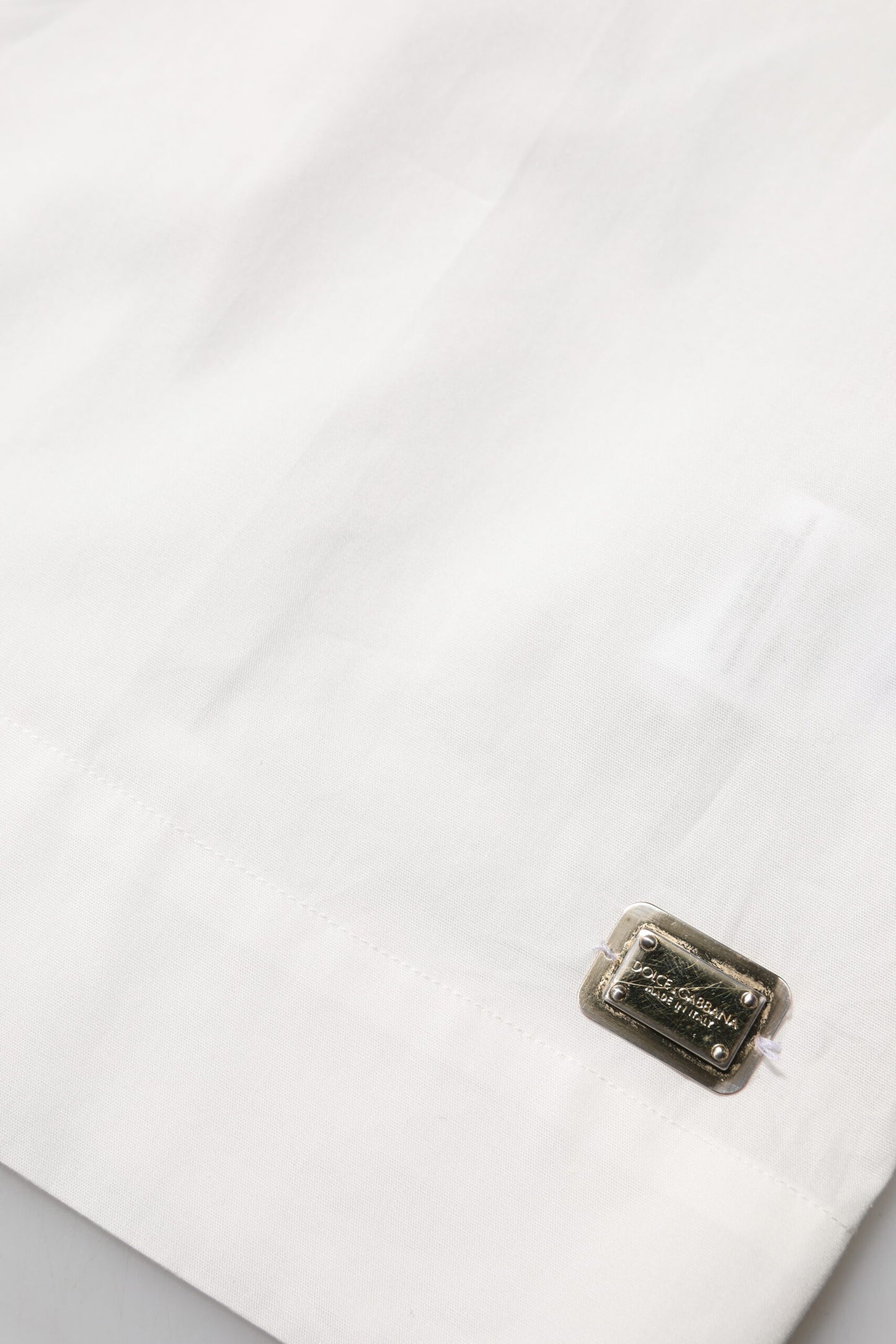 White Cotton Short Sleeves Collared Top Shirt-Dolce & Gabbana-LabelTerrace.com