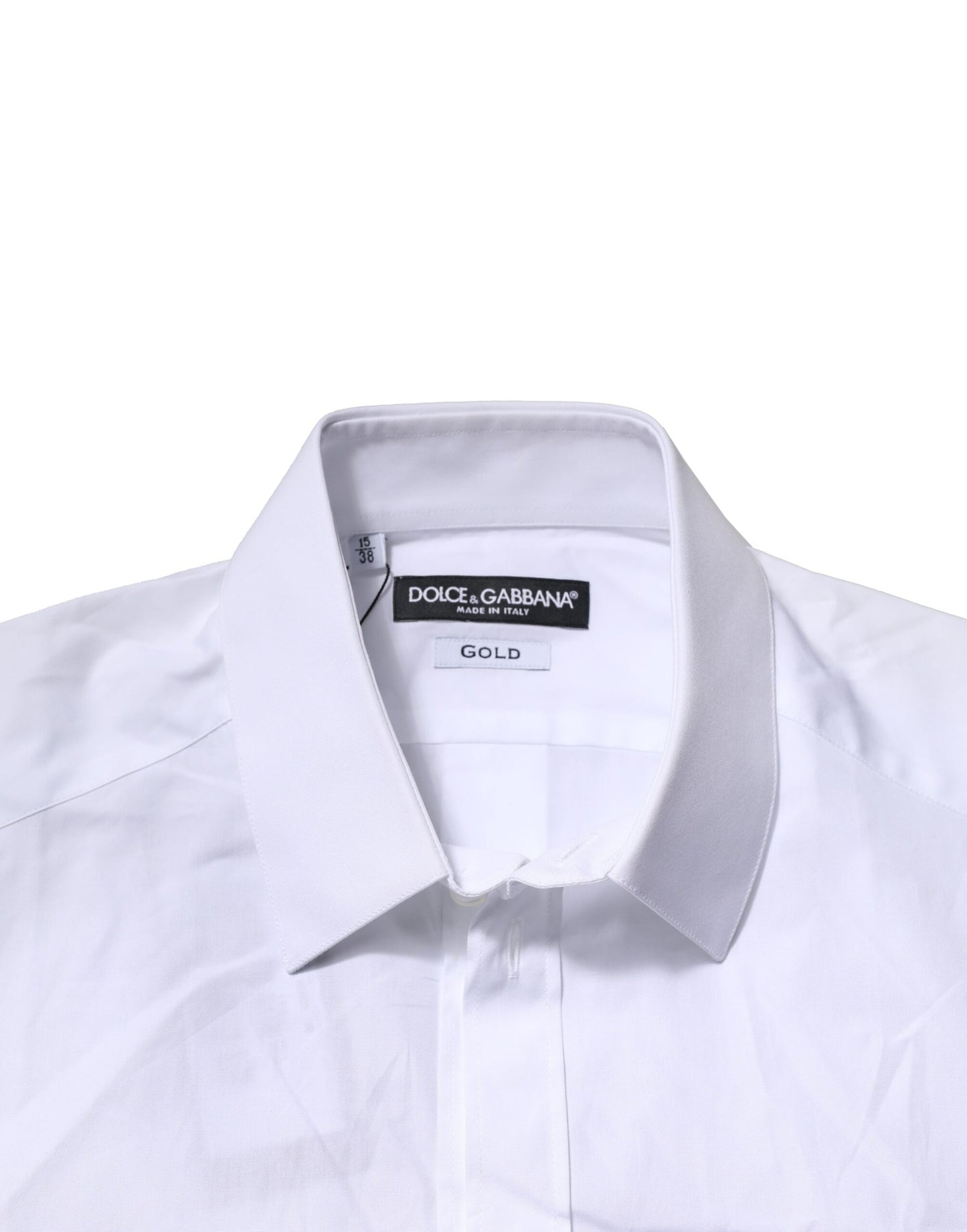 White Cotton Short Sleeves GOLD Casual Shirt-Dolce & Gabbana-LabelTerrace.com