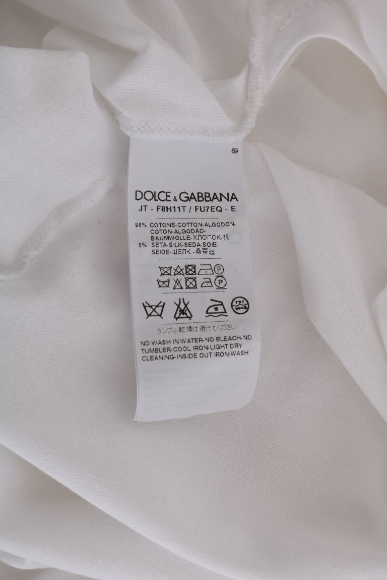 White Cotton Silk T-Shirt-Dolce & Gabbana-LabelTerrace.com