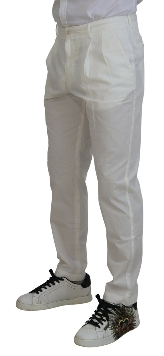 White Cotton Skinny Chino Pants-Dolce & Gabbana-LabelTerrace.com