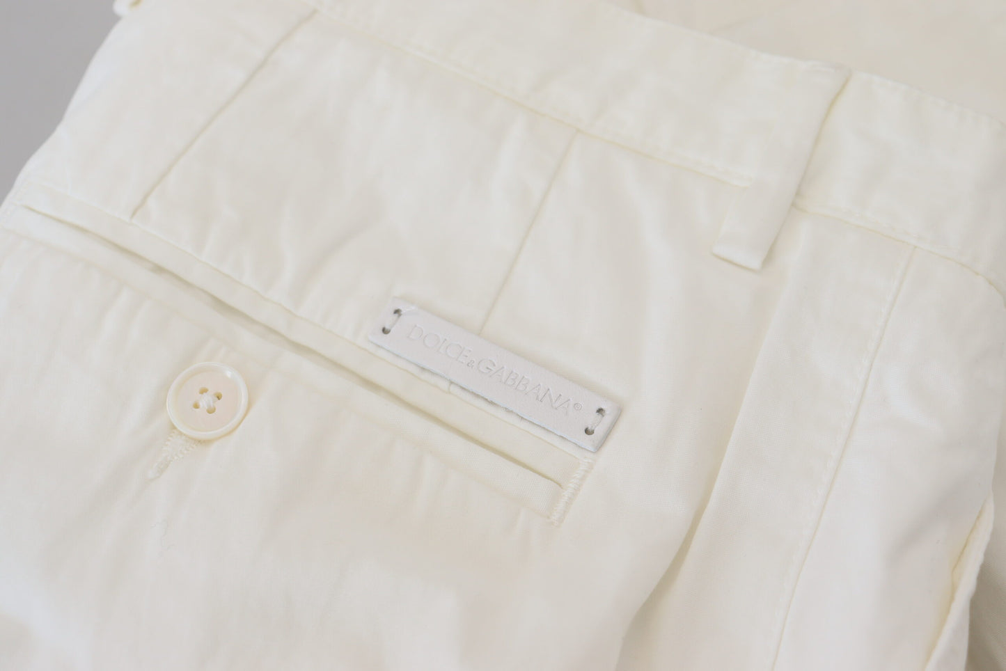 White Cotton Skinny Chino Pants-Dolce & Gabbana-LabelTerrace.com