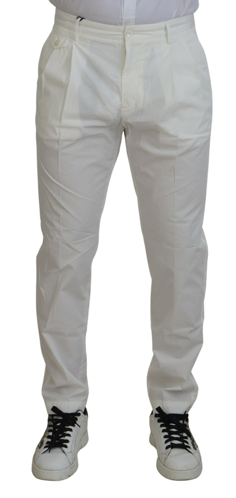 White Cotton Skinny Chino Pants-Dolce & Gabbana-LabelTerrace.com