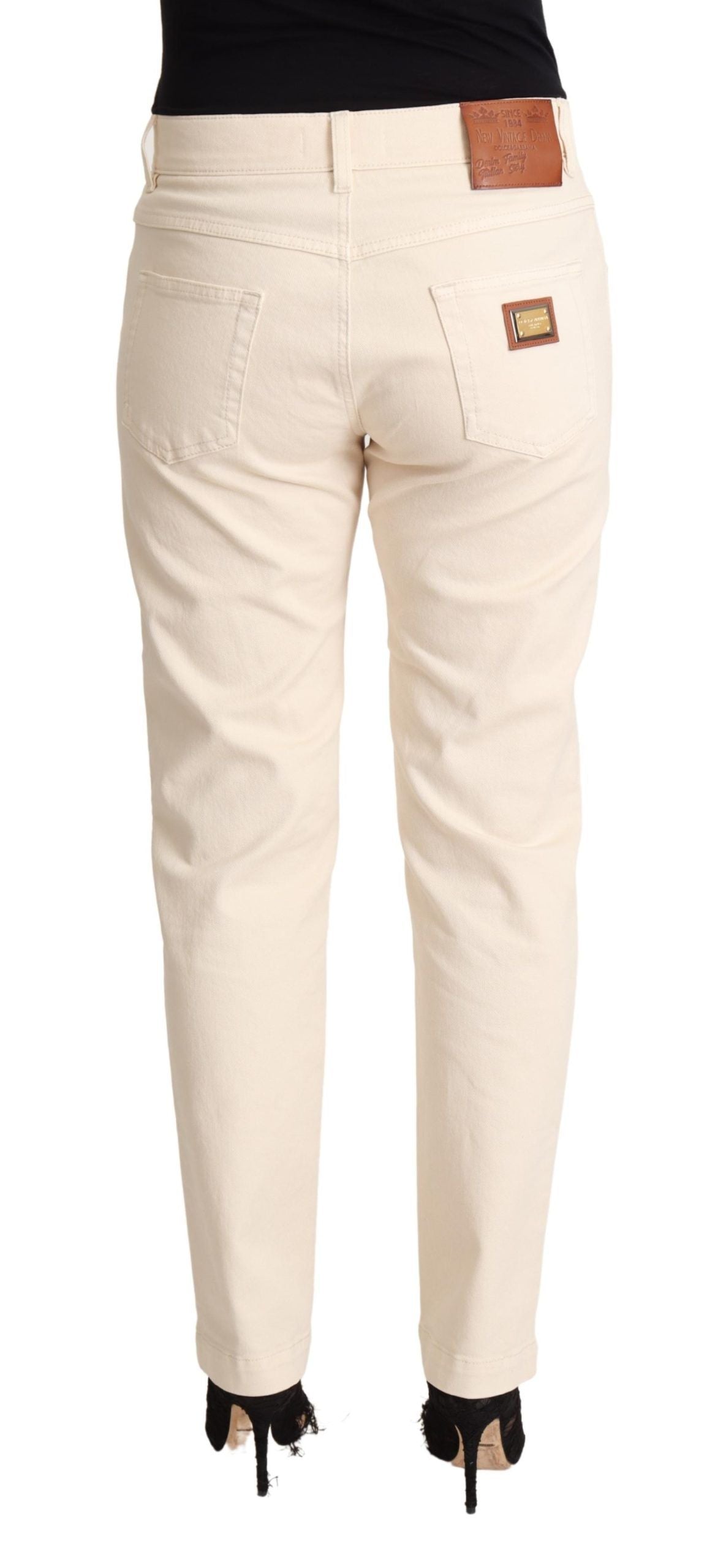 White Cotton Skinny Denim Women Jeans Pants-Dolce & Gabbana-LabelTerrace.com