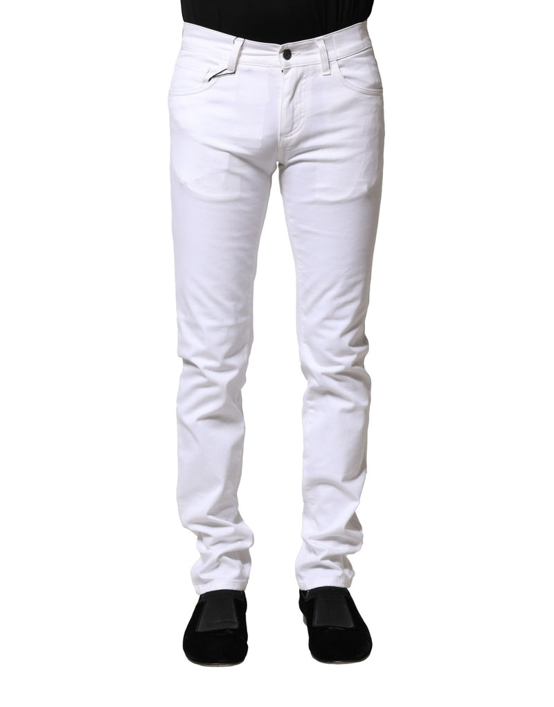 White Cotton Skinny Men Denim Jeans-Dolce & Gabbana-LabelTerrace.com