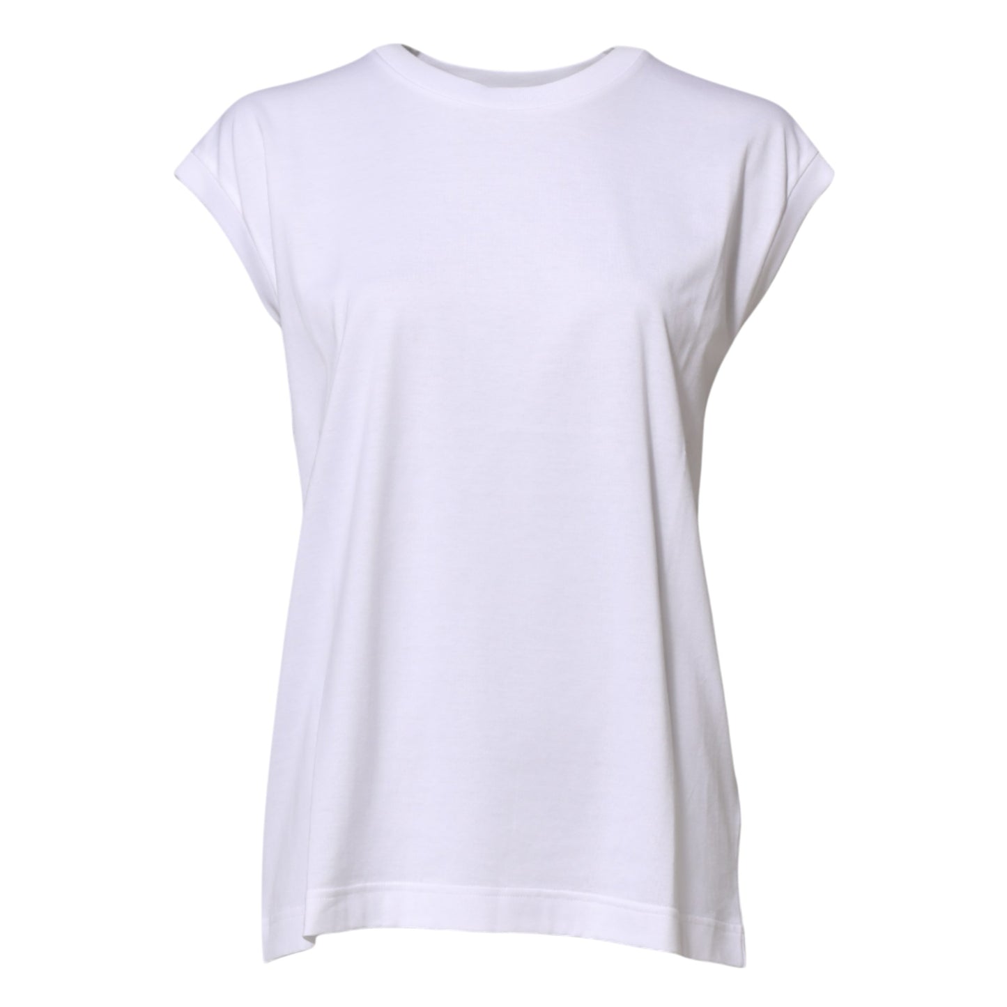 White Cotton Sleeveless Women Tank T-shirt-Dolce & Gabbana-LabelTerrace.com