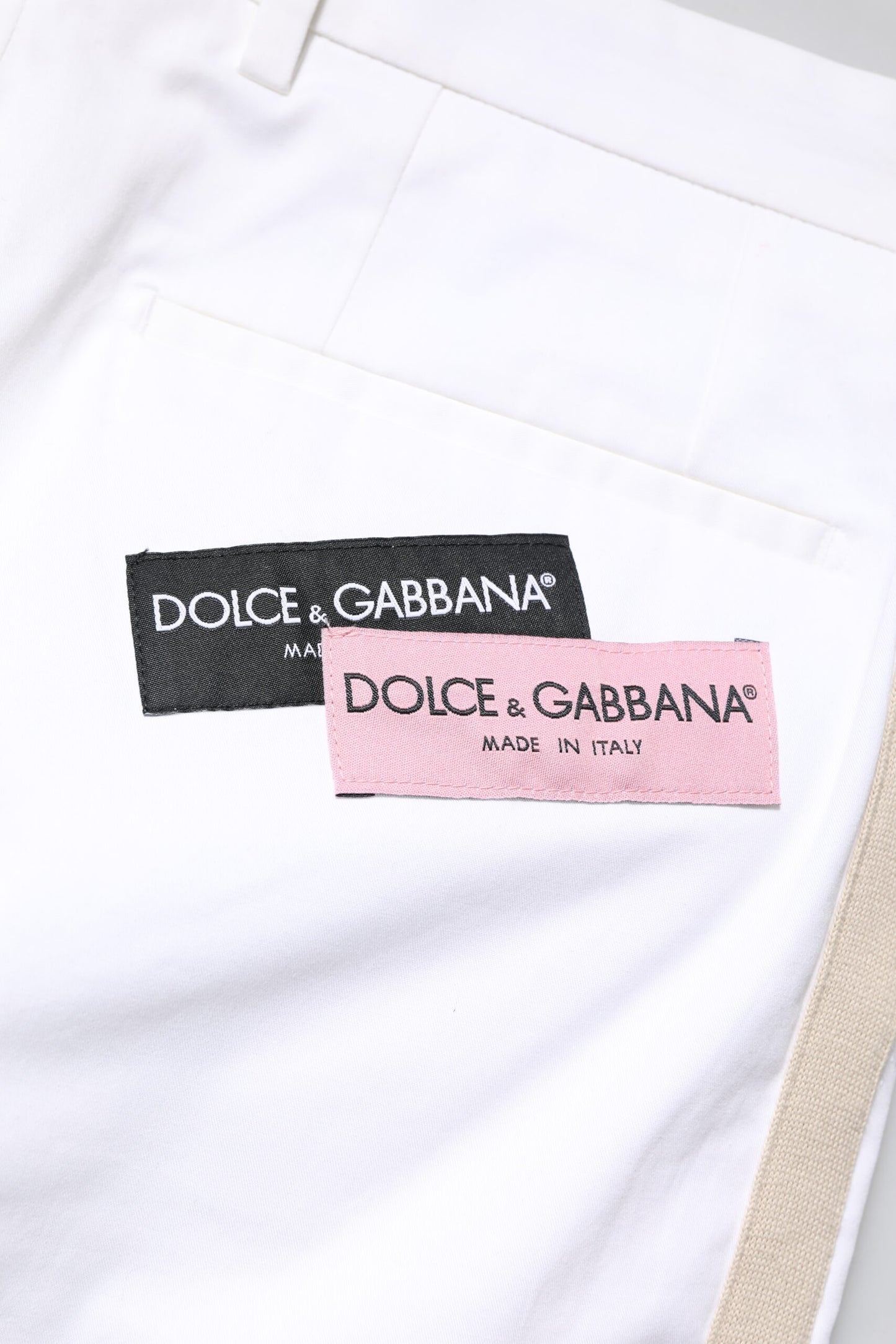 White Cotton Straight Logo Men Pants-Dolce & Gabbana-LabelTerrace.com