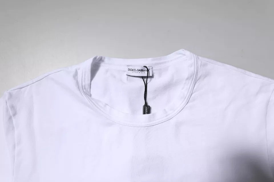 White Cotton Stretch Crewneck Underwear T-shirt-Dolce & Gabbana-LabelTerrace.com