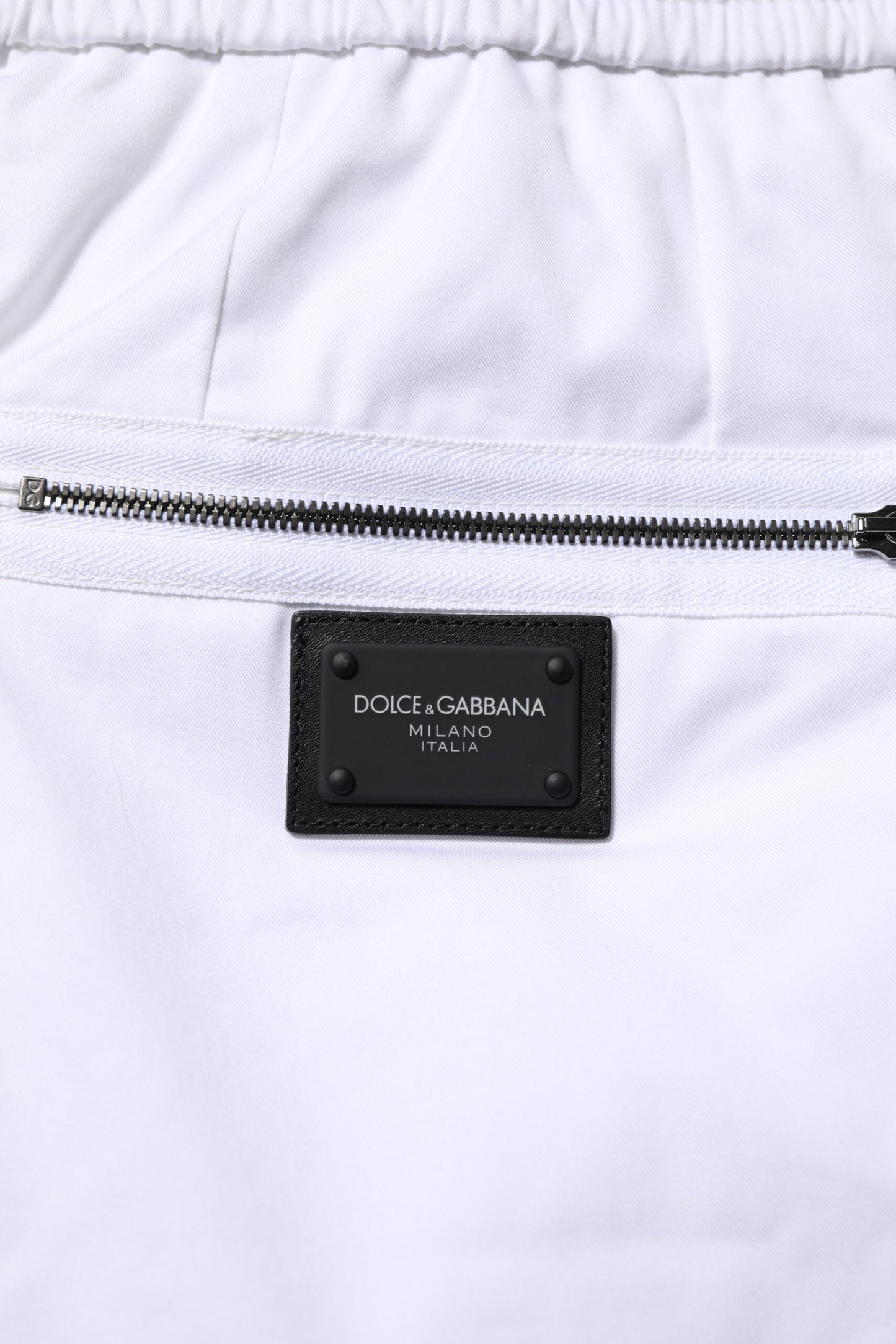 White Cotton Stretch Logo Men Jogger Pants-Dolce & Gabbana-LabelTerrace.com