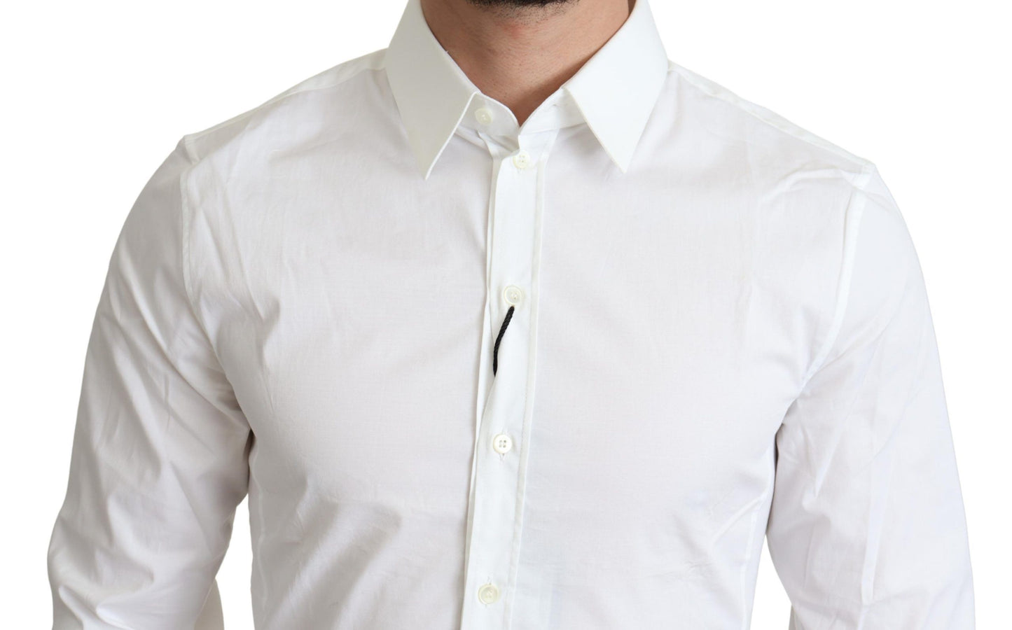 White Cotton Stretch Men Formal SICILIA Shirt-Dolce & Gabbana-LabelTerrace.com