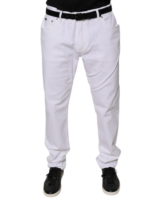 White Cotton Stretch Skinny Men Denim Jeans-Dolce & Gabbana-LabelTerrace.com