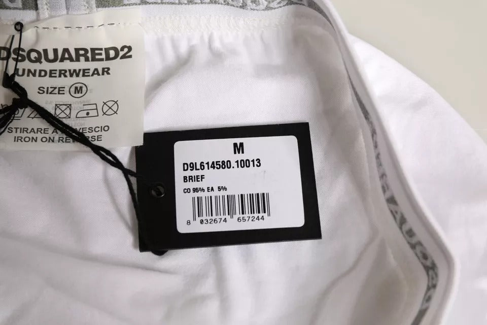 White Cotton Stretch Women Mid Waist Panty Underwear-Dsquared²-LabelTerrace.com