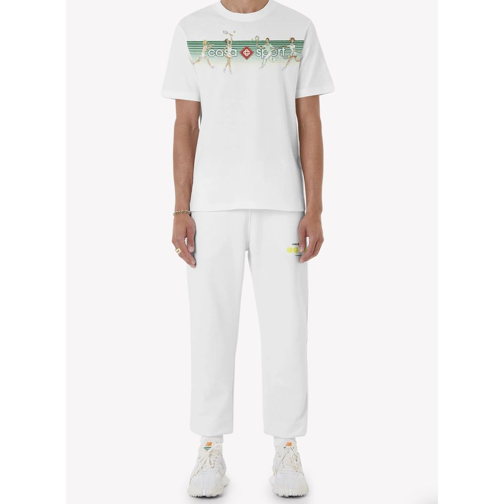 White Cotton T-Shirt-Casablanca-LabelTerrace.com