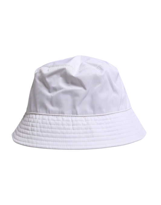 White Cotton Wide Brim Bucket Hat-Dolce & Gabbana-LabelTerrace.com