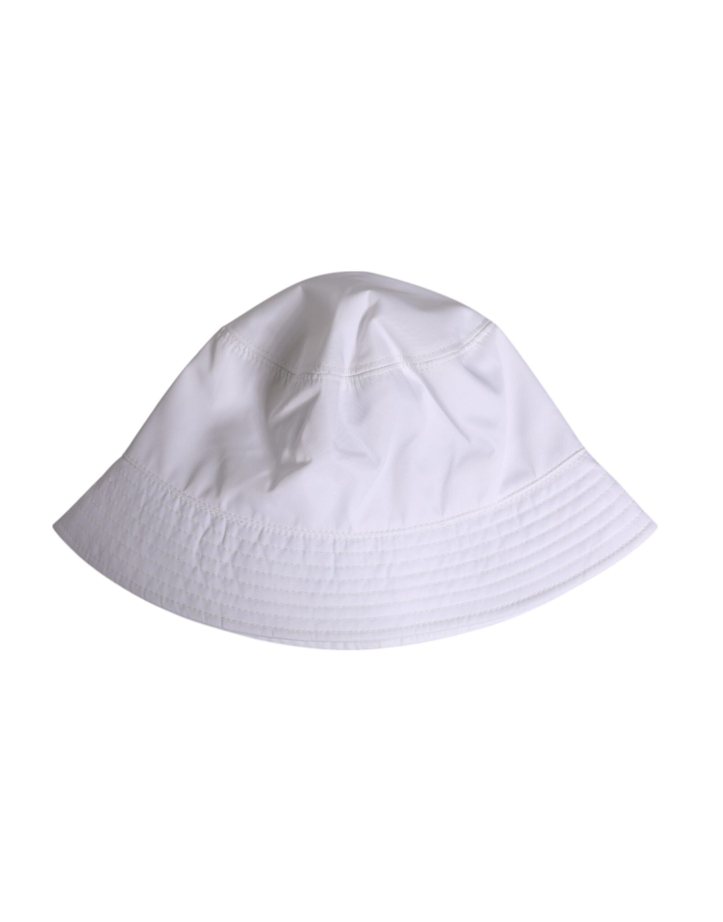 White Cotton Wide Brim Bucket Hat